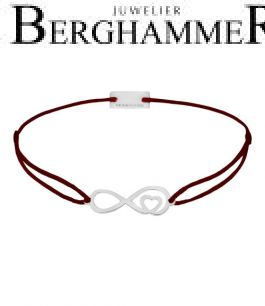 Filo Armband Textil Braun Infinity-Herz 925 Silber rhodiniert 21203827