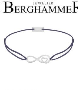 Filo Armband Textil Grau-Lila Infinity-Herz 925 Silber rhodiniert 21203828
