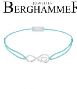 Filo Armband Textil Hellblau Infinity-Herz 925 Silber rhodiniert 21203833