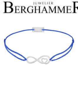 Filo Armband Textil Blitzblau Infinity-Herz 925 Silber rhodiniert 21203834