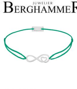 Filo Armband Textil Grasgrün Infinity-Herz 925 Silber rhodiniert 21203837