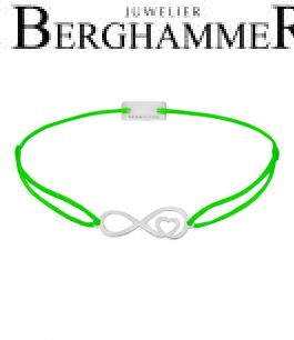 Filo Armband Textil Neon-Grün Infinity-Herz 925 Silber rhodiniert 21203838