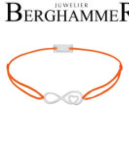 Filo Armband Textil Neon-Orange Infinity-Herz 925 Silber rhodiniert 21203843