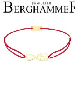 Filo Armband Textil Rot Infinity-Herz 925 Silber gelbgold vergoldet 21203844