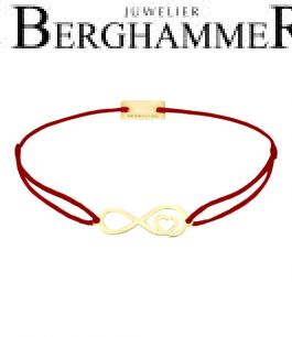 Filo Armband Textil Weinrot Infinity-Herz 925 Silber gelbgold vergoldet 21203848