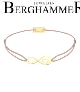 Filo Armband Textil Beige Infinity-Herz 925 Silber gelbgold vergoldet 21203850