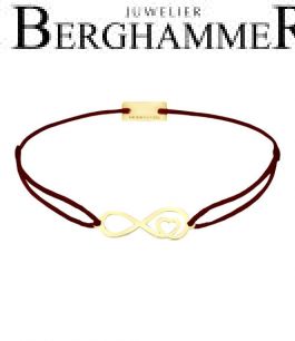 Filo Armband Textil Braun Infinity-Herz 925 Silber gelbgold vergoldet 21203851