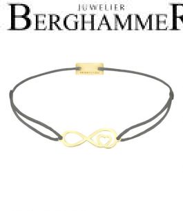 Filo Armband Textil Anthrazit Infinity-Herz 925 Silber gelbgold vergoldet 21203853
