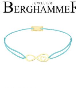 Filo Armband Textil Hellblau Infinity-Herz 925 Silber gelbgold vergoldet 21203857