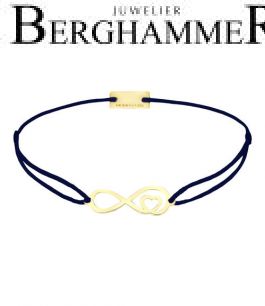 Filo Armband Textil Dunkelblau Infinity-Herz 925 Silber gelbgold vergoldet 21203859