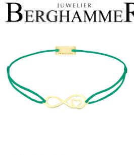 Filo Armband Textil Grasgrün Infinity-Herz 925 Silber gelbgold vergoldet 21203861
