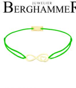 Filo Armband Textil Neon-Grün Infinity-Herz 925 Silber gelbgold vergoldet 21203862