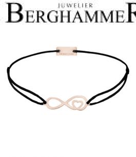Filo Armband Textil Schwarz Infinity-Herz 925 Silber roségold vergoldet 21203869