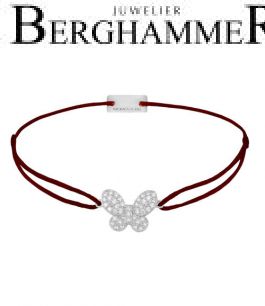 Filo Armband Textil Braun Schmetterling 925 Silber rhodiniert 21203971