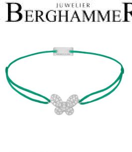 Filo Armband Textil Grasgrün Schmetterling 925 Silber rhodiniert 21203981