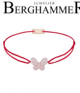 Filo Armband Textil Rot Schmetterling 925 Silber roségold vergoldet 21203988