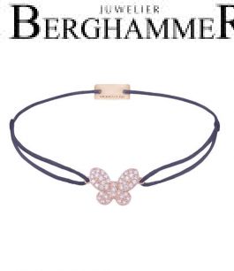 Filo Armband Textil Grau-Lila Schmetterling 925 Silber roségold vergoldet 21203996