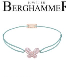 Filo Armband Textil Türkis Schmetterling 925 Silber roségold vergoldet 21204000