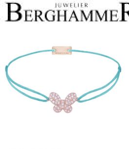 Filo Armband Textil Hellblau Schmetterling 925 Silber roségold vergoldet 21204001
