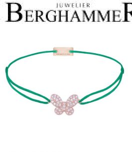 Filo Armband Textil Grasgrün Schmetterling 925 Silber roségold vergoldet 21204005