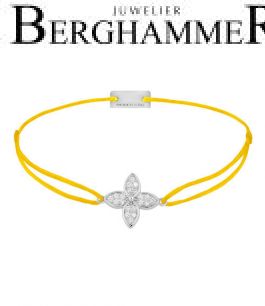 Filo Armband Textil Gelb Blume 925 Silber rhodiniert 21204017