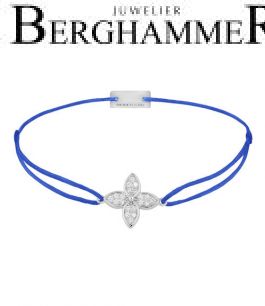 Filo Armband Textil Blitzblau Blume 925 Silber rhodiniert 21204026