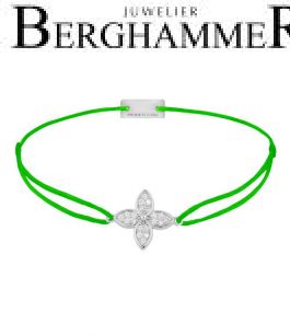 Filo Armband Textil Neon-Grün Blume 925 Silber rhodiniert 21204030