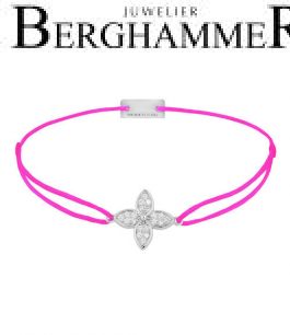 Filo Armband Textil Neon-Pink Blume 925 Silber rhodiniert 21204034