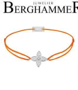 Filo Armband Textil Neon-Orange Blume 925 Silber rhodiniert 21204035