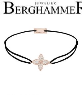 Filo Armband Textil Schwarz Blume 925 Silber roségold vergoldet 21204037