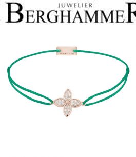 Filo Armband Textil Grasgrün Blume 925 Silber roségold vergoldet 21204053