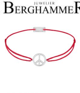 Filo Armband Textil Rot Peace 925 Silber rhodiniert 21204060