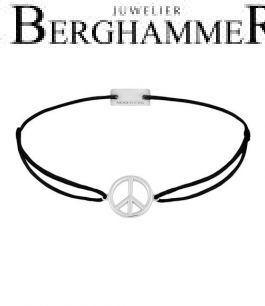 Filo Armband Textil Schwarz Peace 925 Silber rhodiniert 21204061