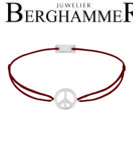 Filo Armband Textil Weinrot Peace 925 Silber rhodiniert 21204064