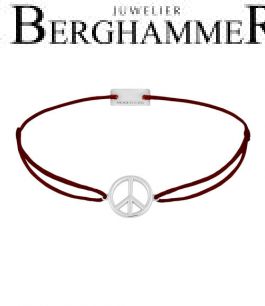Filo Armband Textil Braun Peace 925 Silber rhodiniert 21204067