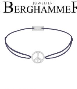Filo Armband Textil Grau-Lila Peace 925 Silber rhodiniert 21204068