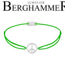 Filo Armband Textil Neon-Grün Peace 925 Silber rhodiniert 21204078