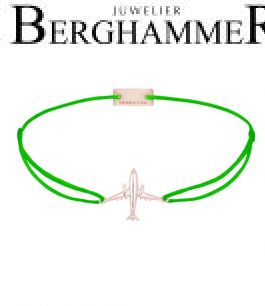 Filo Armband Textil Neon-Grün Flugzeug 925 Silber roségold vergoldet 21204150