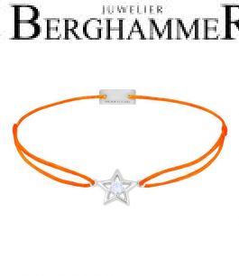 Filo Armband Textil Neon-Orange Stern 925 Silber rhodiniert 21204179