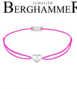 Filo Armband Textil Neon-Pink Herz 925 Silber rhodiniert 21204226