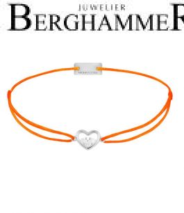 Filo Armband Textil Neon-Orange Herz 925 Silber rhodiniert 21204227