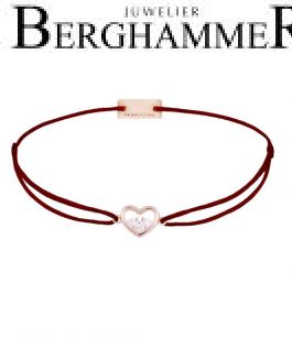 Filo Armband Textil Braun Herz 925 Silber roségold vergoldet 21204235