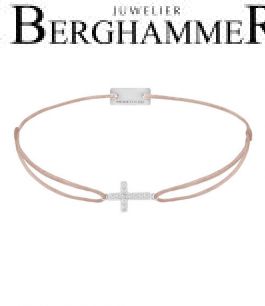 Filo Armband Textil Beige Kreuz 925 Silber rhodiniert 21204258