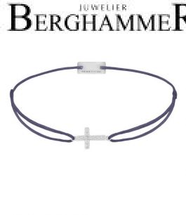 Filo Armband Textil Grau-Lila Kreuz 925 Silber rhodiniert 21204260