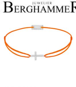Filo Armband Textil Neon-Orange Kreuz 925 Silber rhodiniert 21204275