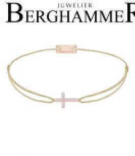 Filo Armband Textil Champagne Kreuz 925 Silber roségold vergoldet 21204278
