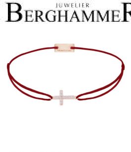 Filo Armband Textil Weinrot Kreuz 925 Silber roségold vergoldet 21204280