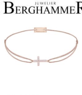 Filo Armband Textil Beige Kreuz 925 Silber roségold vergoldet 21204282