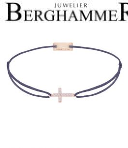 Filo Armband Textil Grau-Lila Kreuz 925 Silber roségold vergoldet 21204284