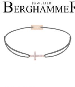 Filo Armband Textil Anthrazit Kreuz 925 Silber roségold vergoldet 21204285
